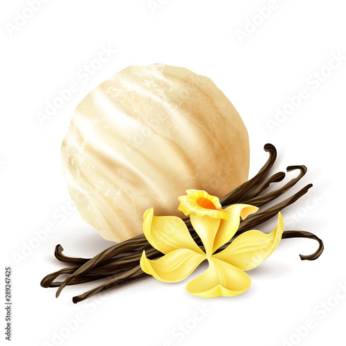 Vanilla Ice Cream Scoop Realistic 