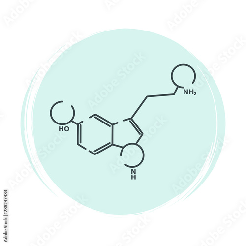 serotonin icon logo vector illustration on blue circle with brush texture