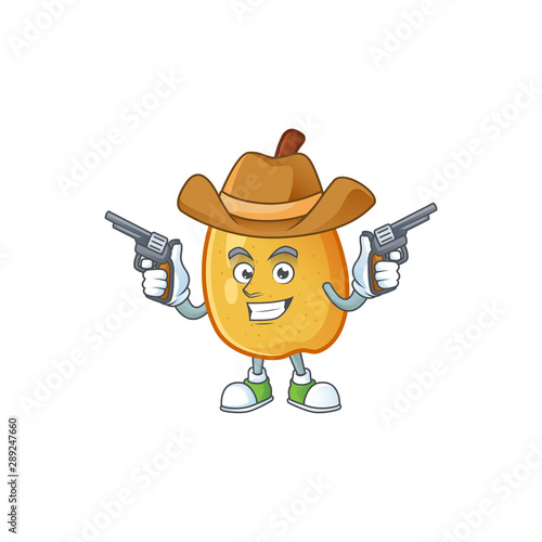 Cowboy fragrant pear in cartoon character style