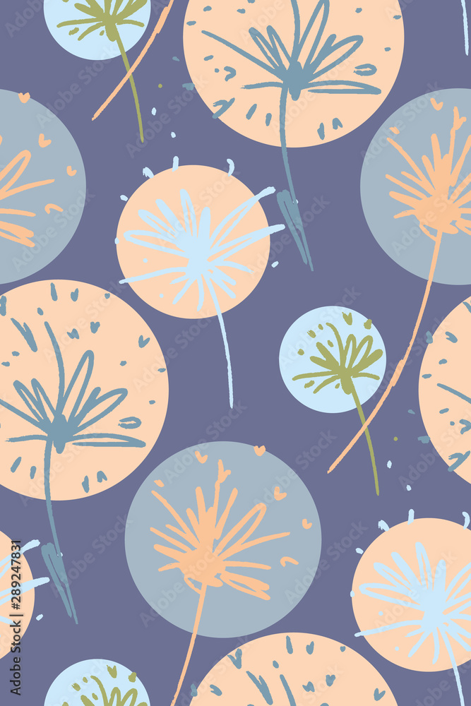 Seamless dandelion pattern, floral design background hand drawn. Textile print ,fabric swatch, wallpaper. Seamless dandelion pattern, floral design background hand drawn. Textile print ,fabric swatch, wallpaper.