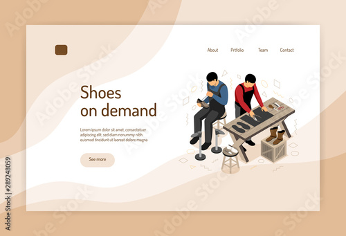 Isometric shoemaker concept banner