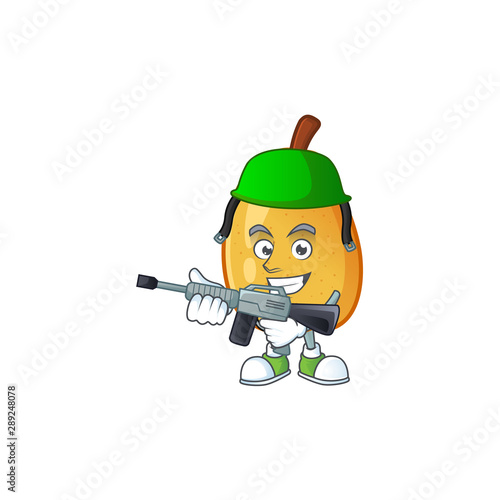 Army fragrant pear in cartoon character style