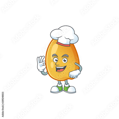 Chef sweet fragrant pear cartoon on white background
