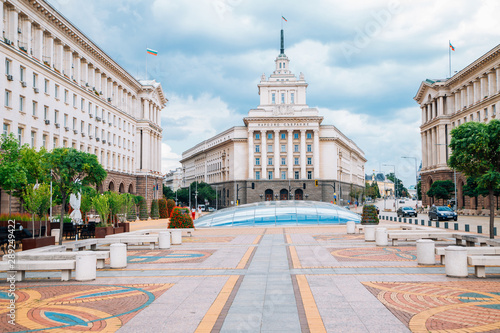 Largo square and National Assembly building in Sofia, Bulgaria