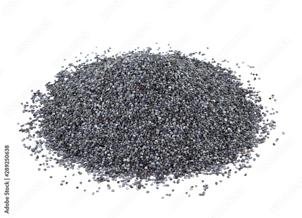 Heap of dry poppy seeds isolated on white Heap of dry poppy seeds isolated on white