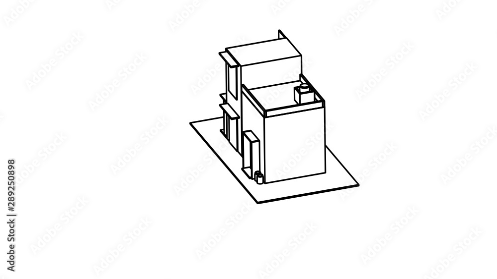 line art isometric icon of shop building line art isometric icon of shop building