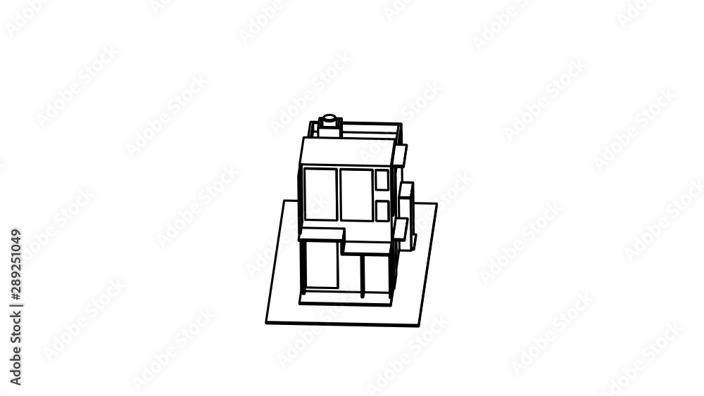 line art isometric icon of shop building line art isometric icon of shop building
