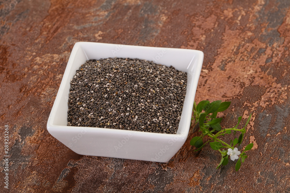 Dietary Chia seeds in the bowl Dietary Chia seeds in the bowl
