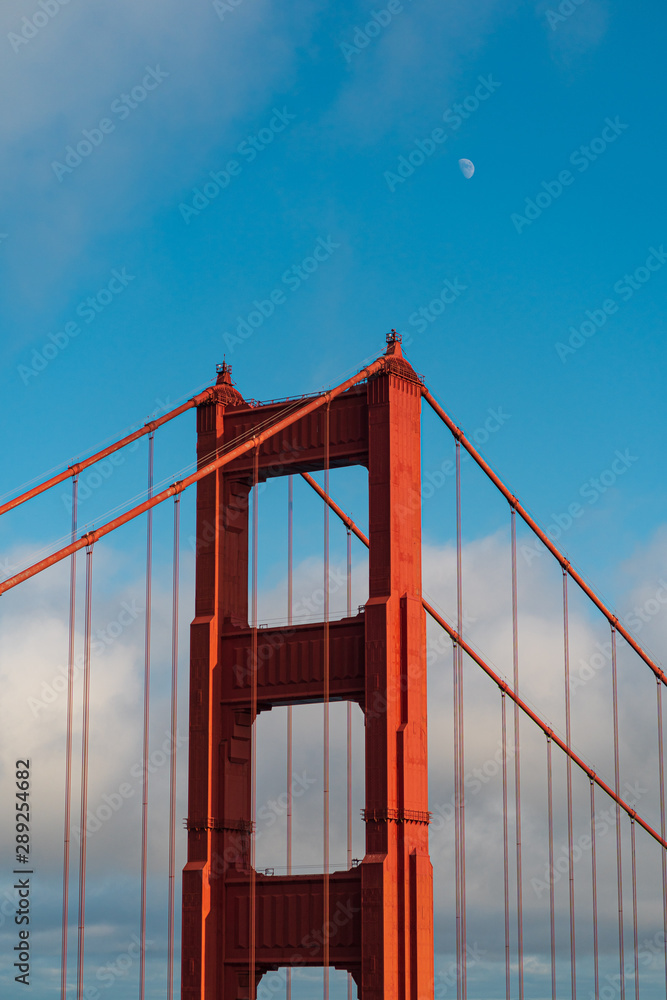 golden gate bridge in San Francisco and the Moon golden gate bridge in San Francisco and the Moon
