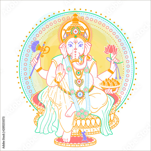 Ganesh Puja linear style icon
