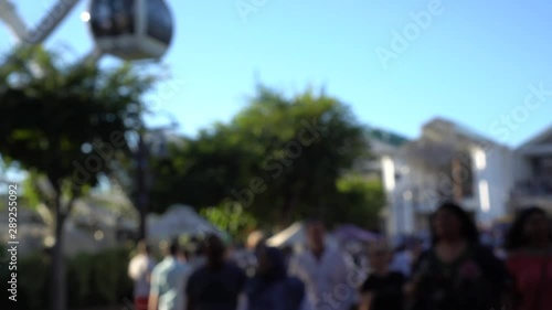 V&A water front blur shot tourist walking in South Africa Cape town