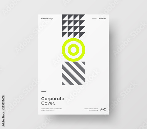 Amazing business presentation vector A4 vertical orientation front page mock up. Modern corporate report cover abstract geometric illustration design layout. Company identity brochure template.