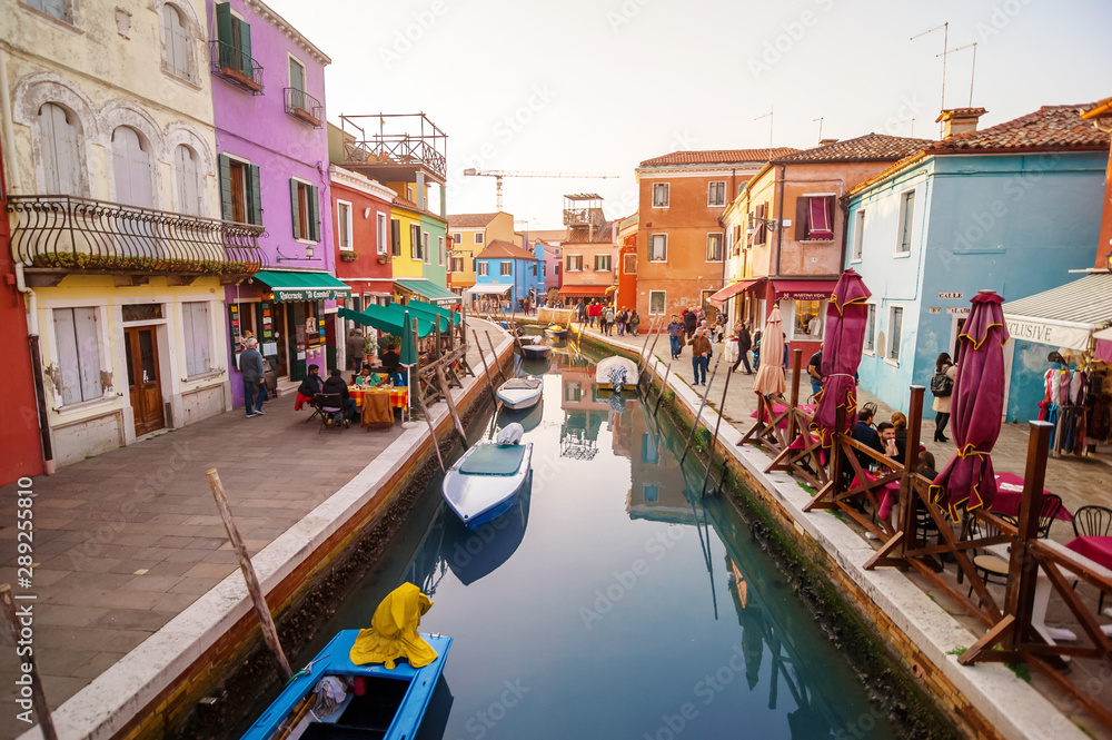 famous colorful buildings. Burano,Italy