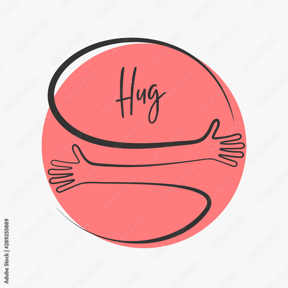 Simple line creating hug drawing. Vector illustration Simple line creating hug drawing. Vector illustration