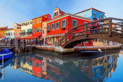 famous colorful buildings. Burano,Italy