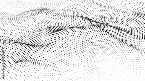 Abstract wave in white background. Wave of particles. Vector illustration.
