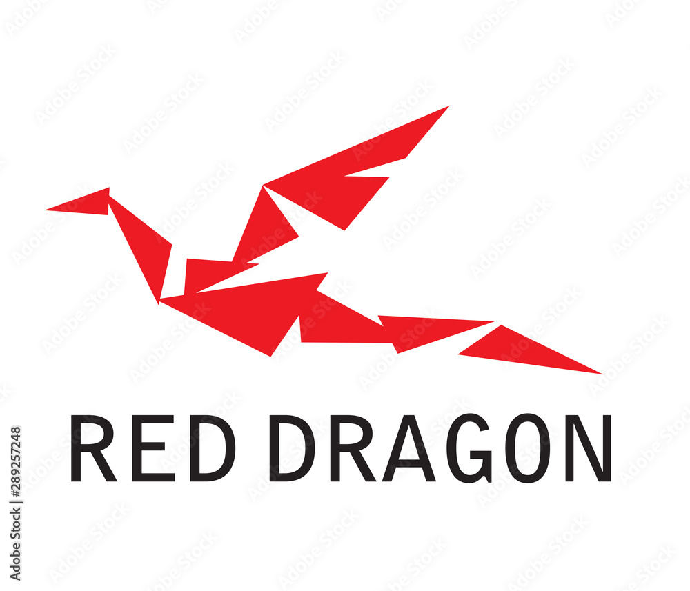 Logo flying red dragon. Stylized geometric figure. Vector minimalistic graphics Logo flying red dragon. Stylized geometric figure. Vector minimalistic graphics