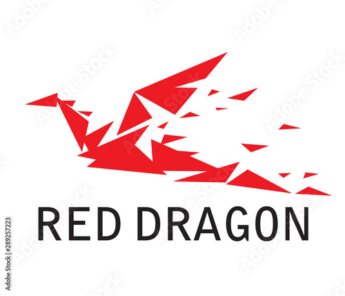 Free Download Logo flying red dragon. Stylized geometric figure of triangles. Vector minimalistic graphics - GFXLoad