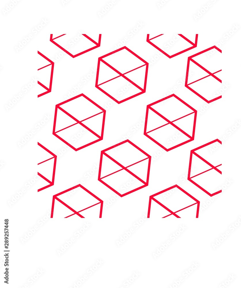 Vector seamless pattern from geometrical figures. Red cubes in the Scandinavian style. Vector seamless pattern from geometrical figures. Red cubes in the Scandinavian style.