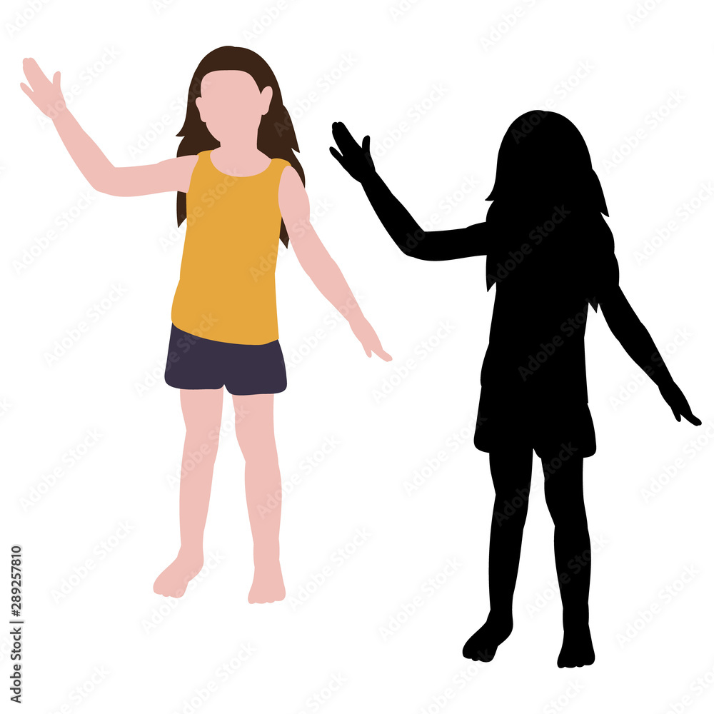 silhouette of the child and in a flat style, little girl silhouette of the child and in a flat style, little girl