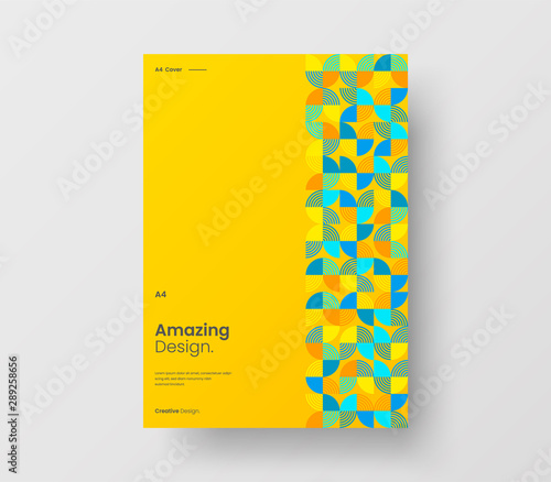Amazing business presentation vector A4 vertical orientation front page mock up. Modern corporate report cover abstract geometric illustration design layout. Company identity brochure template.