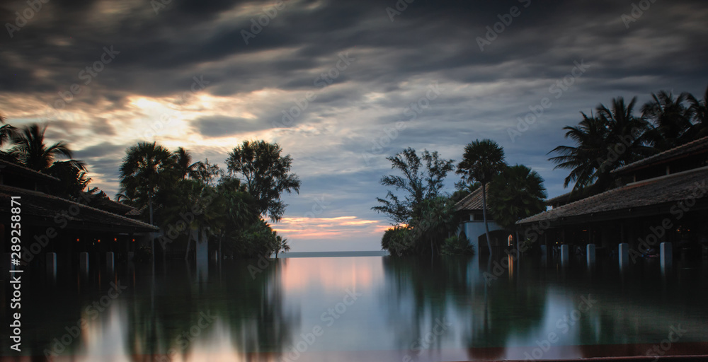 Obraz premium Sunset on the beach Monsoon Season Phuket