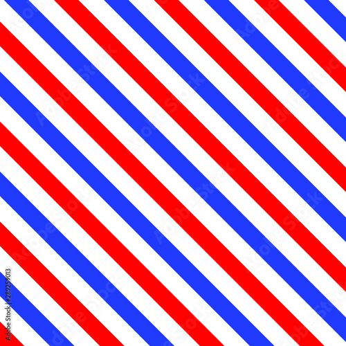  Red and blue diagonal lines seamless pattern abstract. Barbershop vintage texture.