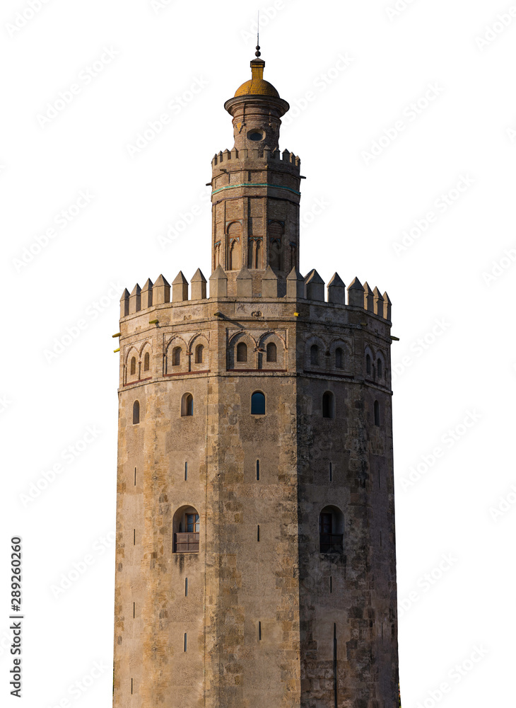Golden tower isolated