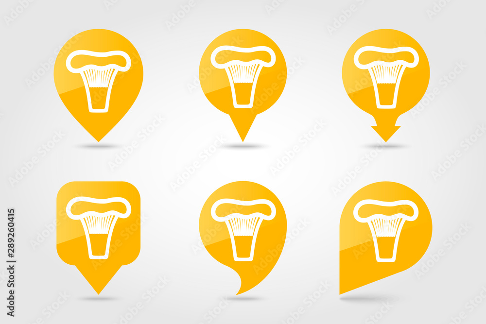 Mushroom flat pin map icon. Vegetable vector Mushroom flat pin map icon. Vegetable vector