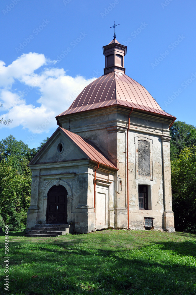 Naklejka premium Republic of Belarus, Pinsky district, Duboe village. Chapel of the Exaltation of the Cross