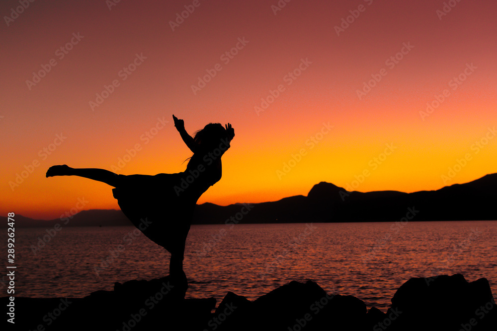 Silhouette of a girl by the sea Silhouette of a girl by the sea