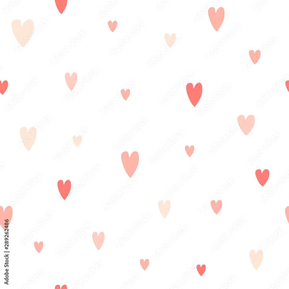 Hand drawn seamless pattern with hearts