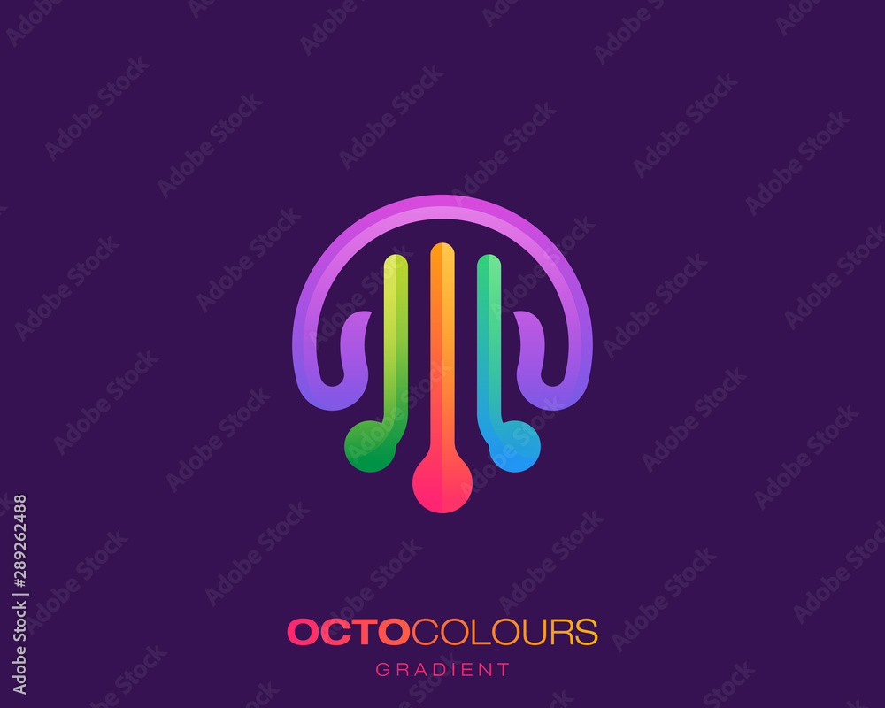 Abstract octopus colors, gradient octopus logo shape template. Octopus logo design concept and dot technology. Geometric circle dot technology logo design concept. Abstract octopus colors, gradient octopus logo shape template. Octopus logo design concept and dot technology. Geometric circle dot technology logo design concept.
