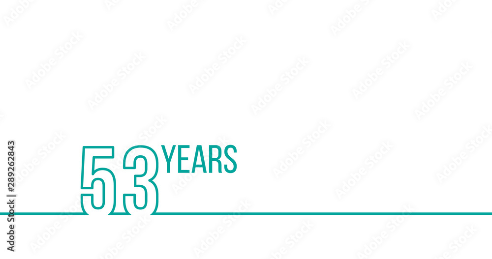 53 years anniversary or birthday. Linear outline graphics. Can be used for printing materials, brouchures, covers, reports. Stock Vector illustration isolated on white background 53 years anniversary or birthday. Linear outline graphics. Can be used for printing materials, brouchures, covers, reports. Stock Vector illustration isolated on white background