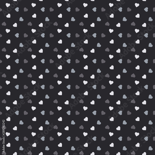 Seamless abstract white heart pattern black background vector