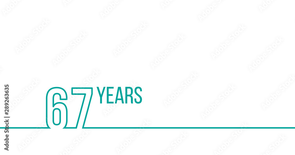 67 years anniversary or birthday. Linear outline graphics. Can be used for printing materials, brouchures, covers, reports. Stock Vector illustration isolated on white background 67 years anniversary or birthday. Linear outline graphics. Can be used for printing materials, brouchures, covers, reports. Stock Vector illustration isolated on white background