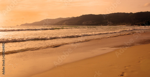 Sunset on the beach  Patong  Phuket  Thailand