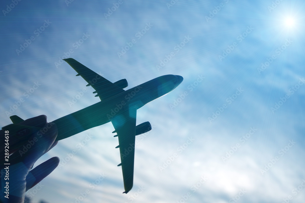 Fototapeta premium airplane on the sky . travel in summer