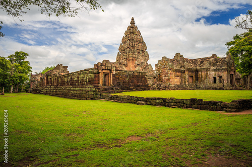 sand stone castle, phanomrung in Buriram province, Thailand. Religious buildings constructed by the ancient Khmer art, Phanom rung national park in North East of Thailand