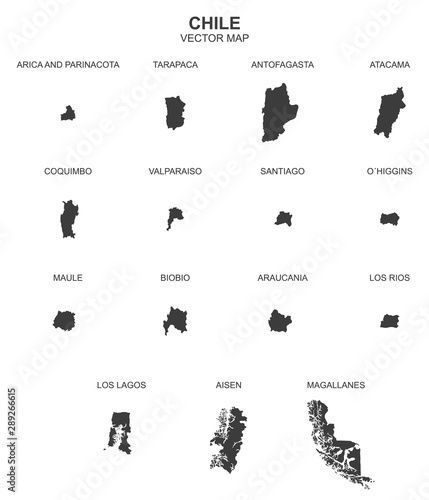 political map of Chile on white backgropund