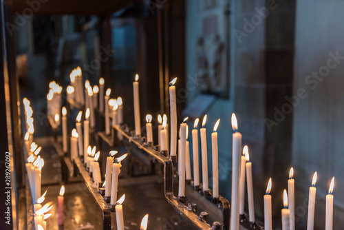 burning candles in the church
