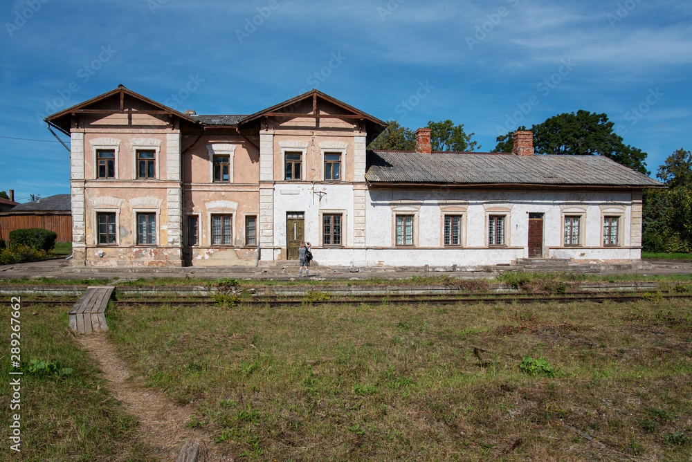  Old train station in small city.