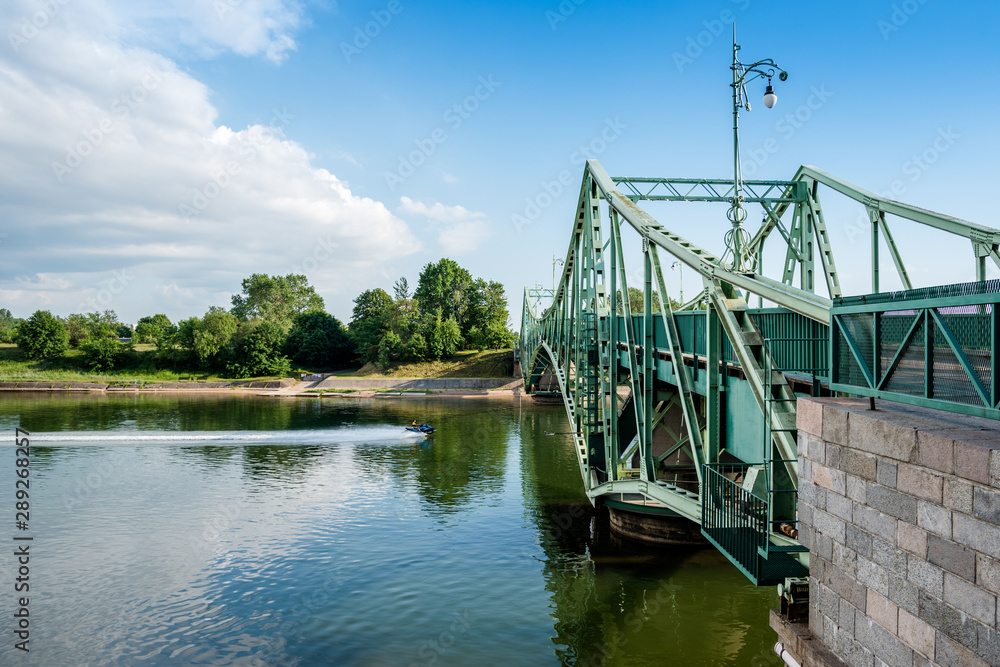 Fototapeta premium Old swinging bridge.