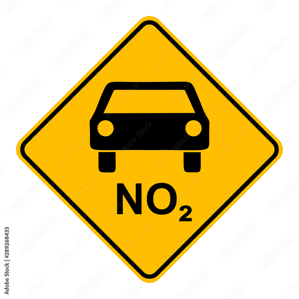 NO2 Auto und Schild NO2 Auto und Schild
