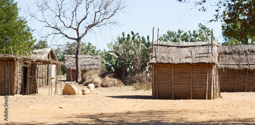 Typical malgasy village - African hut photo