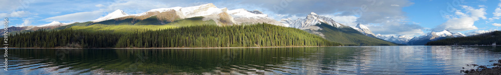 Maligne lake, Jasper national park, Canada, panoramic view