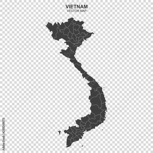 vector political map of Vietnam on transparent background
