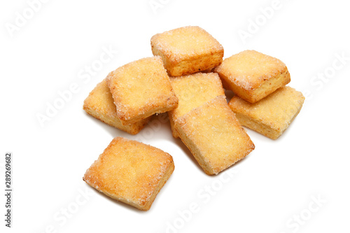 Group of shortbread biscuits isolated on a white background