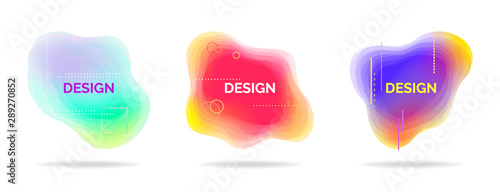 Set of abstract flowing liquid elements, colorful forms, dynamic geometric shapes, gradient waves, vector