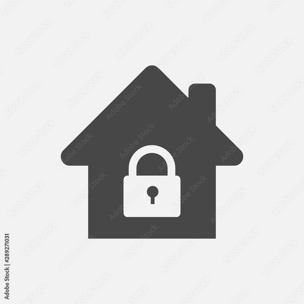 Home protection icon concept. Lock in house icon vector illustration. Lock down icon concept. Home protection icon concept. Lock in house icon vector illustration. Lock down icon concept.